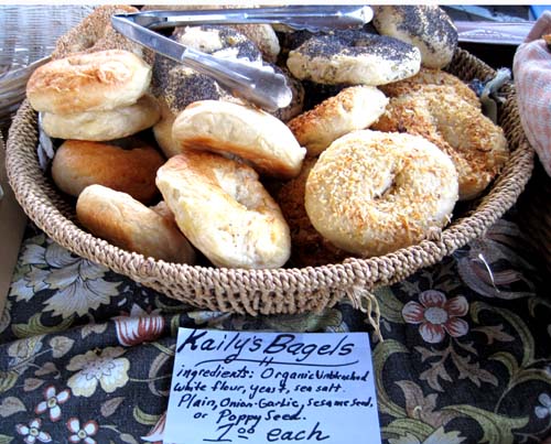 Kaily's famous organic, delicious bagels at Saturday market