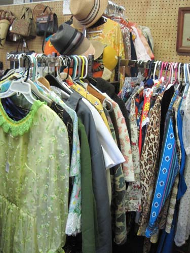 A collection of beautiful vintage clothing on display